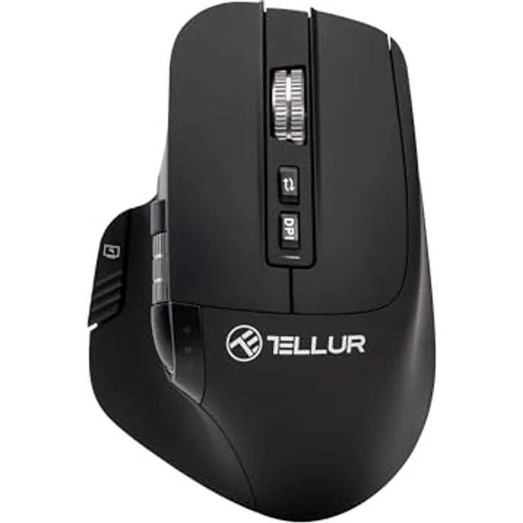 TELLUR Shade Kabellose Bluetooth Maus, 3200DPI, 8 Tasten, 4 Geräte Gleichzeitig, Leises Klicken, USB C, Schwarz – Bild 1