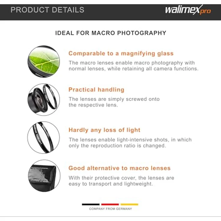 Walimex Close up Makrolinsen-Set 58 mm inkl. +1-+2-+4-+10 Dioptrien – Bild 6