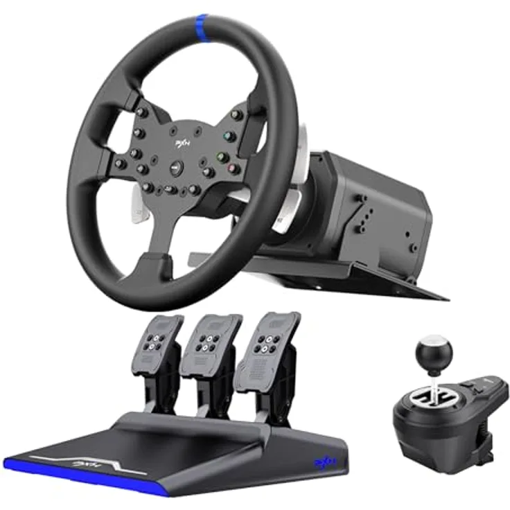 PXN Gaming Wheel V99, Lenkrad & Pedale Set für PS4, PC, PS3, Xbox One, Switch