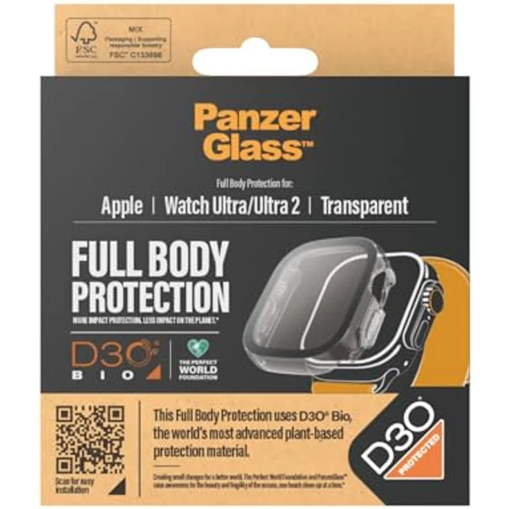 Panzer Glass Full Body Apple Watch Ultra/Ultra 2 49mm D3O, Displayschutz für Apple Watch mit D3O Technologie, transparent – Bild 3