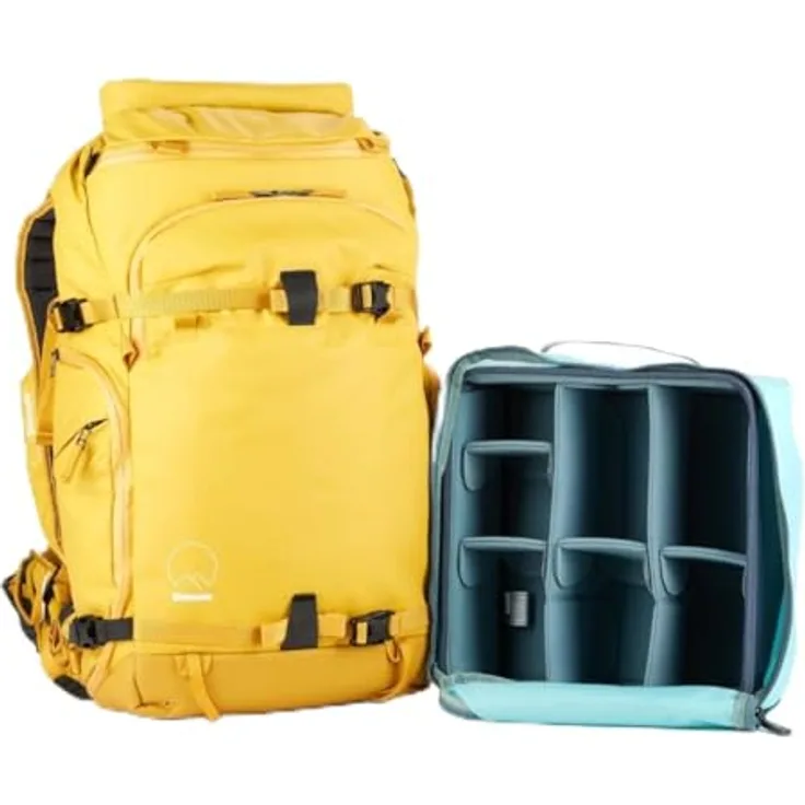 Shimoda Action X30 v2 Starter Kit, Fotorucksack mit modularer Core Unit, verstellbarer Rumpfhöhe und doppelten Laptop-Taschen, Gelb