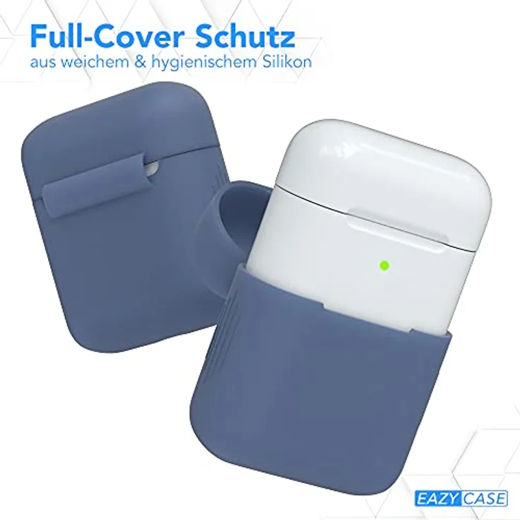 EAZY CASE - Schutzhülle für AirPods 1 & 2 Hülle Blau Silikon Case Stoßfest mit Deckel Schutz Antikratz Etui Cover rutschfeste Silikonhülle für Airpod Pro 1. / 2. Generation Silikoncase in Dunkelblau und kabelloses Laden
 – Bild 3