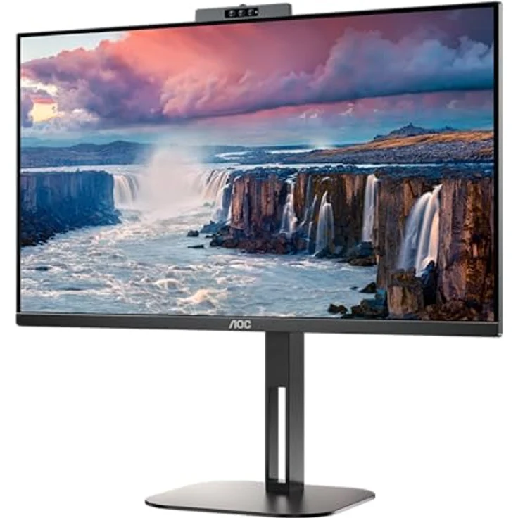AOC 24V5CW 24 Zoll FHD Monitor, Webcam, Lautsprecher, höhenverstellbar, schwarz – Bild 1
