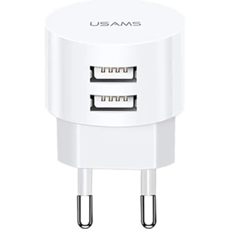 Usams T20 2,1A 2xUSB-Wandladegerät, kompaktes Design, intelligenten Stromanpassung, weiß