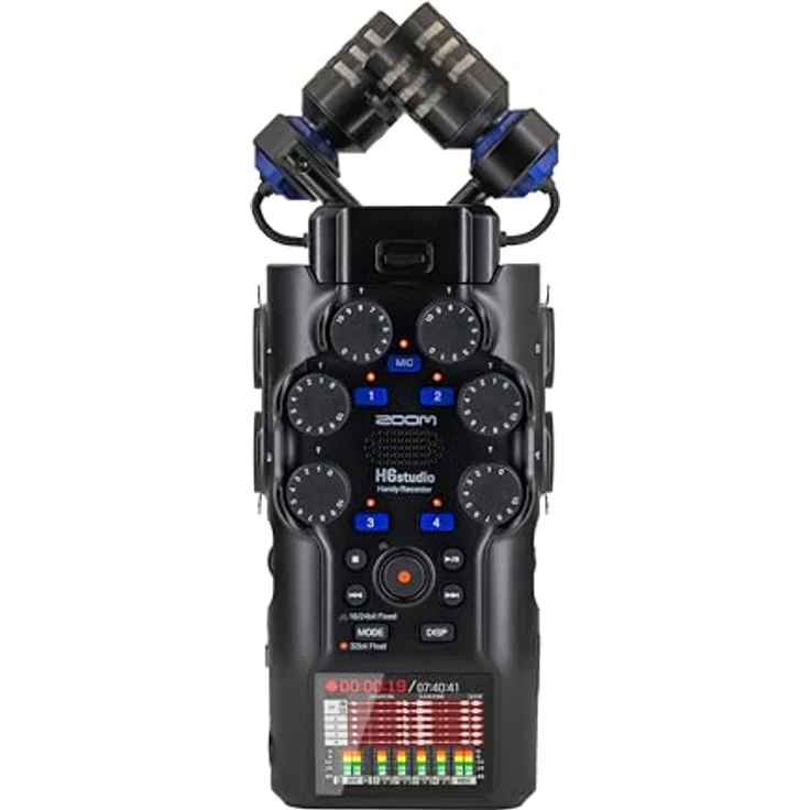 Zoom Audio H6 Studio, Digitaler Audio-Recorder mit 32-Bit Float-Technologie, 4 XLR/TRS Eingängen und erweiterbarem Kapselsystem – Bild 1