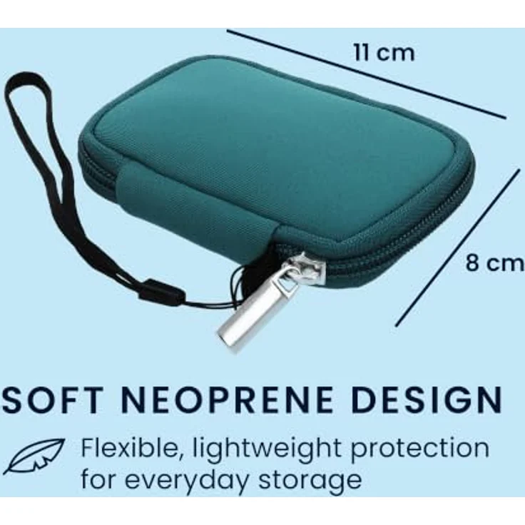 kwmobile In-Ear Kopfhörer Tasche, Neopren Cover Case in Petrol, wasserabweisend mit 2 Innenfächern für Ladecase und Zubehör – Bild 2