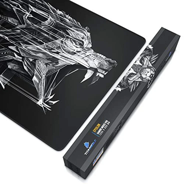 CSL - Übergröße Mauspad Gaming Titanwolf 1200x600mm - XXXL Mousepad groß mit Motiv - Tischunterlage Large Size - verbessert Präzision und Geschwindigkeit - XXL z.B. für Logitech Maus und Tastatur – Bild 8