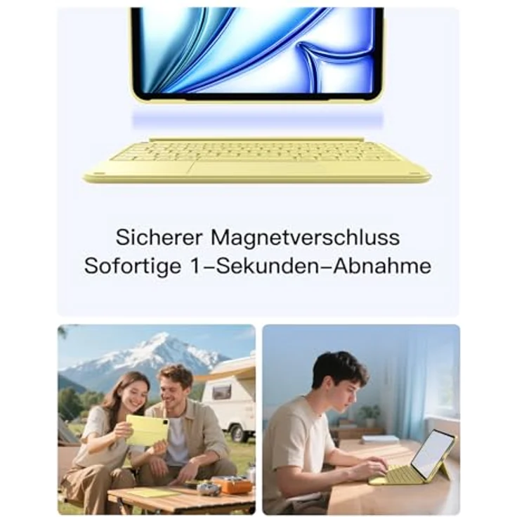 Inateck Ultraleichte Tastatur KB04122 für iPad 10/11 Gen A16 (2025), iPad Air 11" M3/M2 (2025/2024), abnehmbar mit Touchpad, nur 450g leicht, komfortables Tippen, magnetisches Design, schwarz – Bild 7