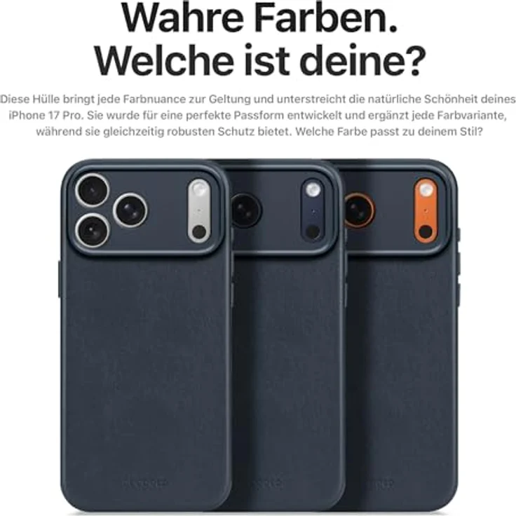 Decoded Leather Backcover für Apple iPhone 17 Pro, handgefertigte Smartphone-Hülle aus vollnarbigem Leder, Blau, mit MagSafe-Technologie und schockabsorbierender TPU-Innenschicht – Bild 8