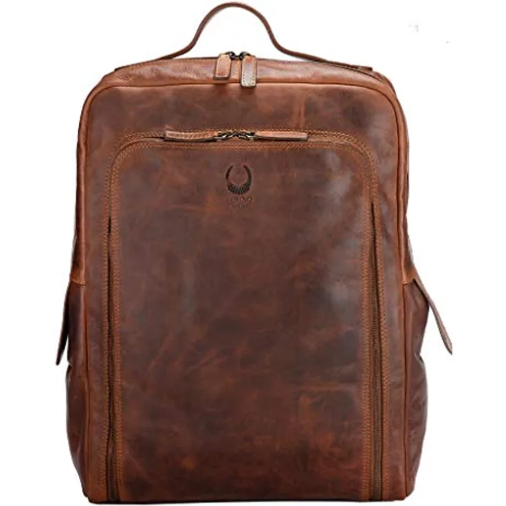 Corno d´Oro Premium Rucksack Herren Leder Groß I Handgefertigter Damen Laptoprucksack 17 Zoll Laptop I XL Kurierrucksack Vintage Backpack Braun