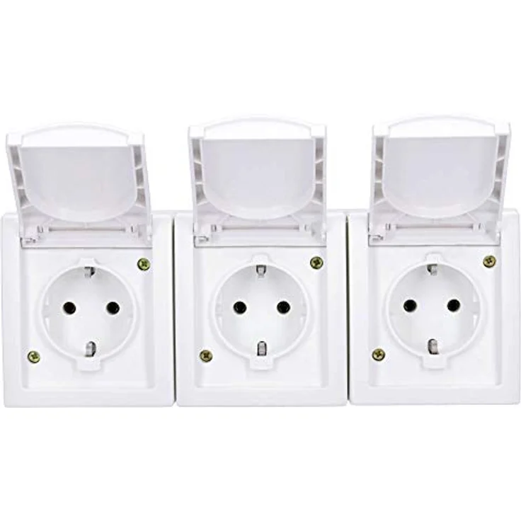 Viko Aufputz Feuchtraum Steckdose 3-fach IP54 Modell Pacific, hammerschlagfest, weiß – Bild 5
