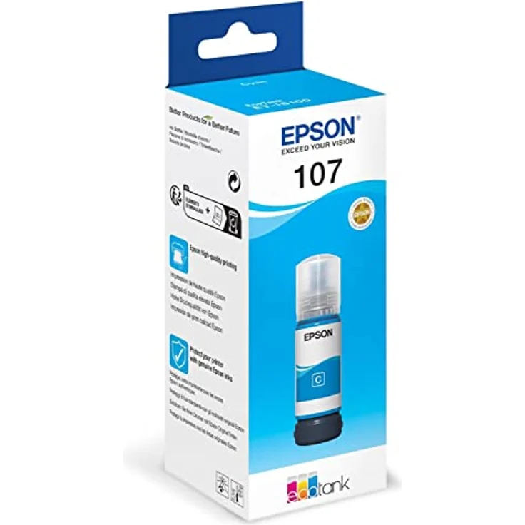 Epson EcoTank 107, Cyan Tintenflasche, 70 ml Nachfülltinte für bis zu 7200 Seiten – Bild 1