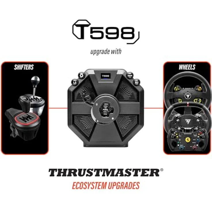 THRUSTMASTER T598, Direct Axial Drive Force Feedback-Rennlenkrad für PS5, PS4, PC, mit 30 cm abnehmbarer Sportwagen-Felge und H.E.A.R.T. Pedalen, schwarz/rot – Bild 10
