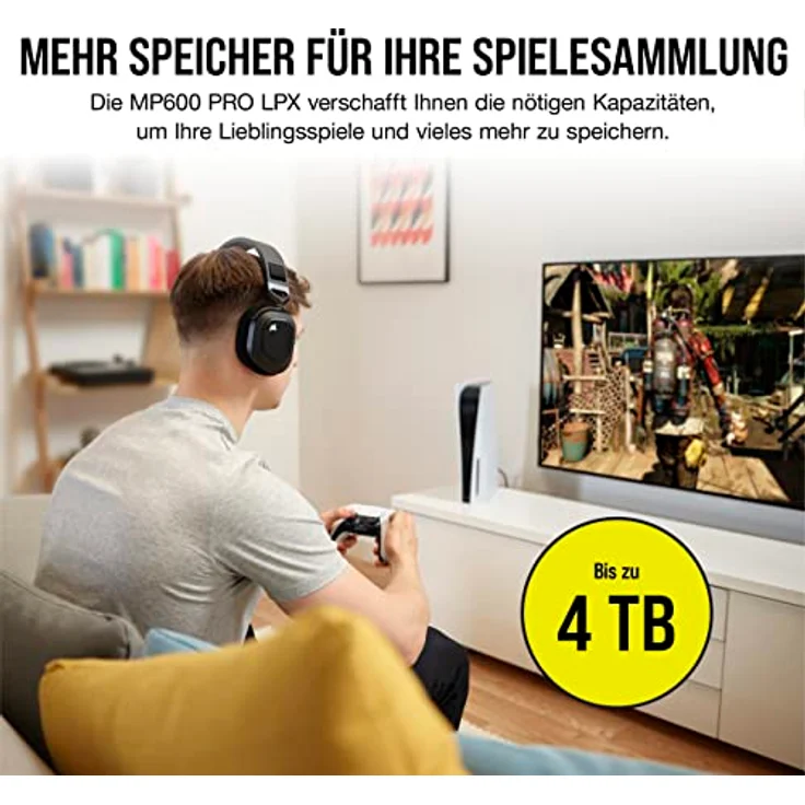 Corsair MP600 PRO LPX 4TB M.2 NVMe PCIe x4 Gen4 SSD - Optimiert Für PS5 (Bis zu 7.100 MB/Sek. Sequentielle Lese- Und 6.800 MB/Sek. Sequentielle Schreibgeschwindigkeiten, Kompakter Formfaktor) Weiß – Bild 5