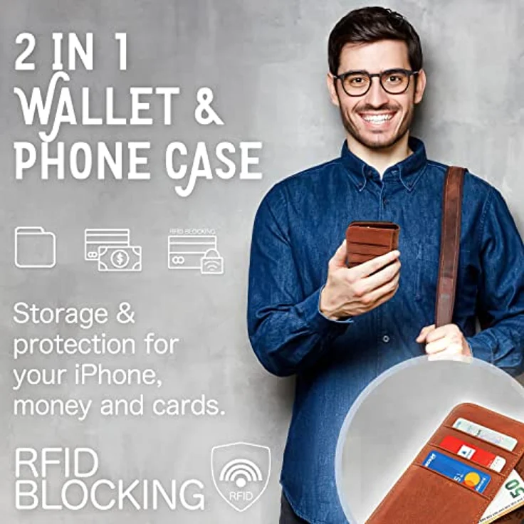NALIA Echt-Leder Flip-Case kompatibel mit Samsung Galaxy S23 Hülle, 360 Grad Bookcase, RFID-Schutz, Klapphülle mit Kartenfächern und Magnetverschluss, Handyhülle mit Standfunktion, Farbe:Braun – Bild 3