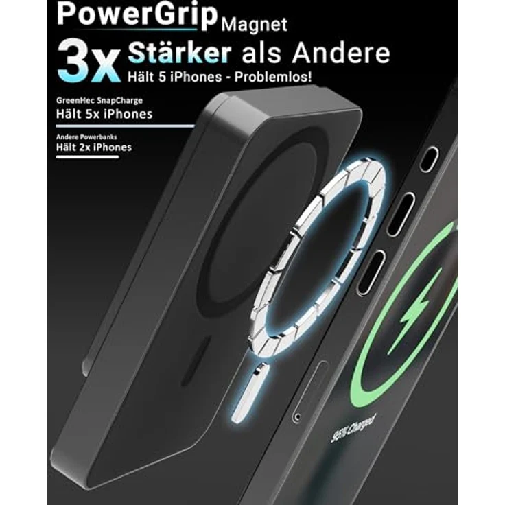 GreenHec SnapCharge Pro, MagSafe Powerbank für iPhone 12-17 Pro Max, 10000mAh, magnetisch und kabellos – Bild 3