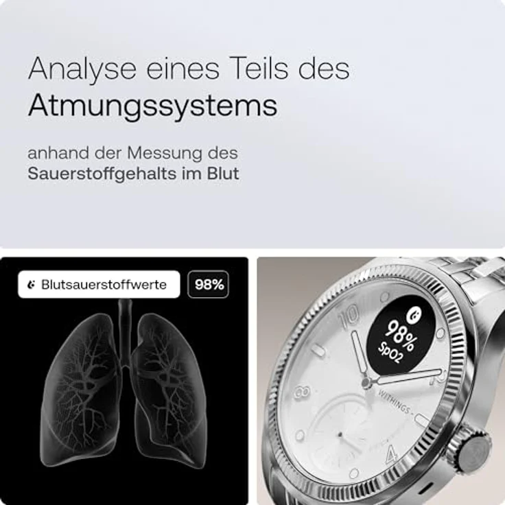 Withings Scanwatch Damenuhr 100% Edelstahl 39 Smartwatch Watch, 1-tlg. – Bild 5