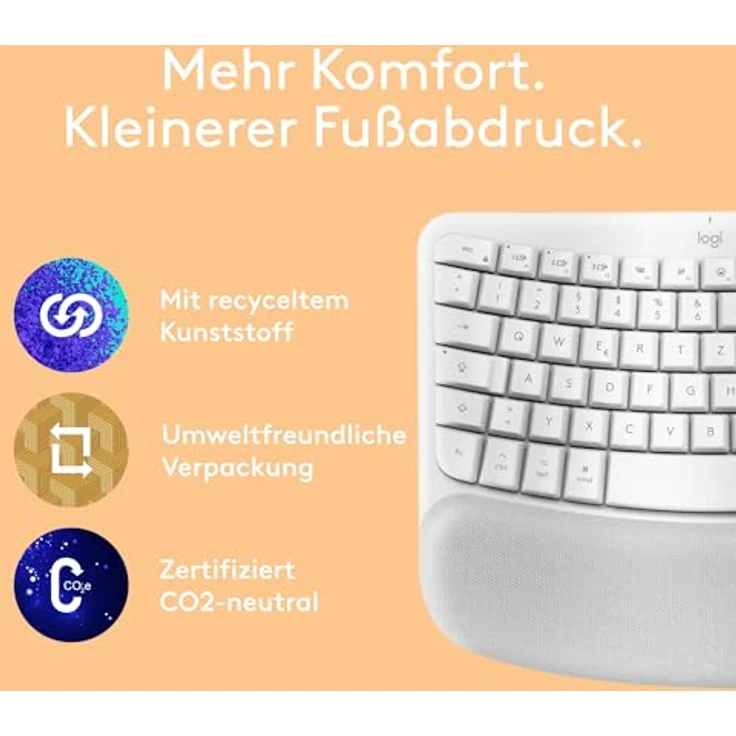 Logitech Wave Keys for Mac Off-White - Ergonomische kabellose Tastatur, geschwungenes Design, Memory Foam Handballenauflage - Weiss – Bild 7
