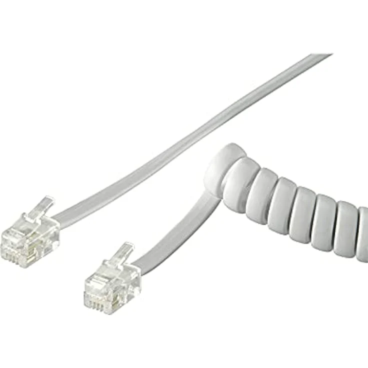 Goobay 50246 Telefonhörer Spiralkabel, Flachkabel mit RJ10-Stecker (4P4C) auf RJ10-Stecker (4P4C), Weiß, 2 Meter – Bild 2