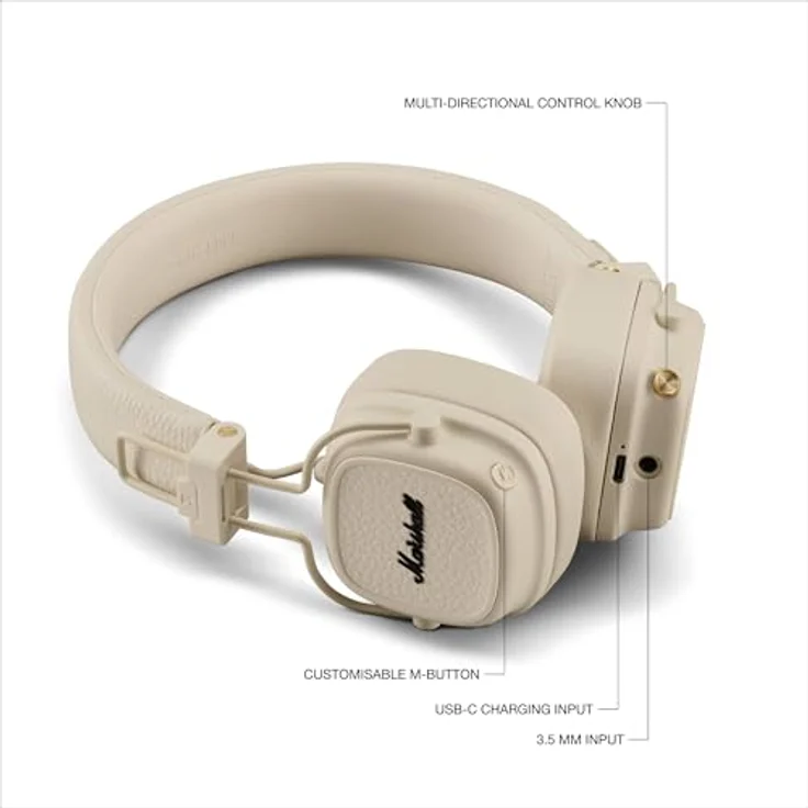 Marshall Major V Bluetooth-Kopfhörer (Freisprechfunktion, Bluetooth) in Schwarz – Bild 6