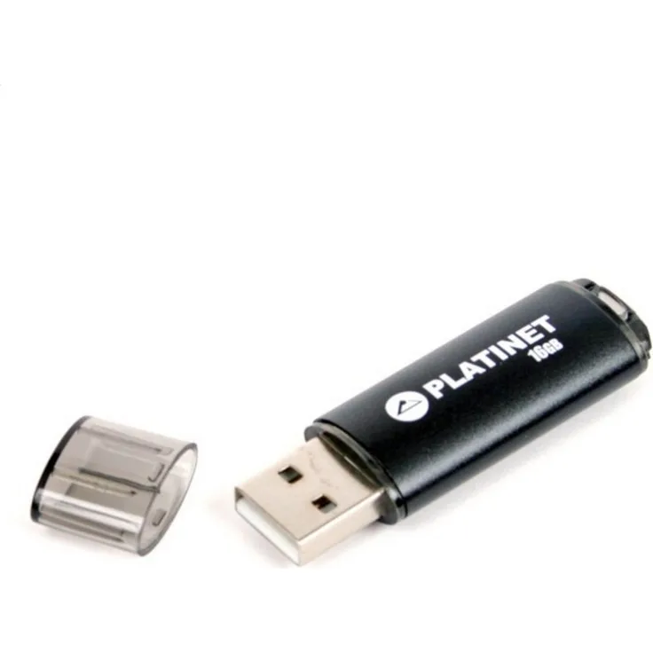 Platinet Pendrive USB 2.0 Stick X Depo, 16GB Speicher, schwarz, Aluminiumgehäuse, mit Befestigungsring