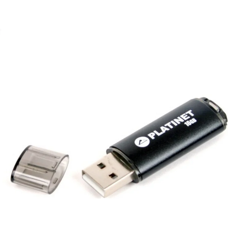 Platinet Pendrive USB 2.0 Stick X Depo, 16GB Speicher, schwarz, Aluminiumgehäuse, mit Befestigungsring