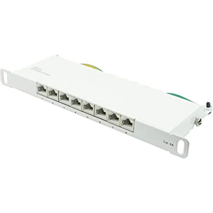 Patchpanel/Patchfeld - 10" - Servermontage/Rackeinbau - Cat. 6A, 500 MHz - 10-GIGABIT-fähig - 8-Port - 0,5 HE - STP geschirmt - werkzeugloses Öffnen - Reinweiß (RAL9010) – Bild 1