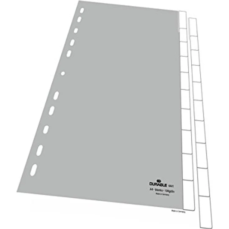 DURABLE Aktenordner DURABLE Blanko-Register PP blanko Taben 10-teilig grau, mit glasklaren umschweißten Taben – Bild 2
