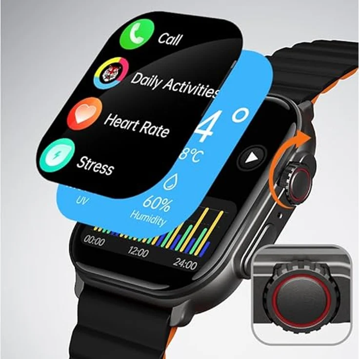 IMIKI SF1 Smartwatch mit Magnetarmband, 2.01 Zoll AMOLED-Display, 15 Tage Akkulaufzeit, IP68 Wasserschutz, Messung von Blutsauerstoff und Herzfrequenz, 100+ Fitnessmodus, für Android und iOS geeignet – Bild 3