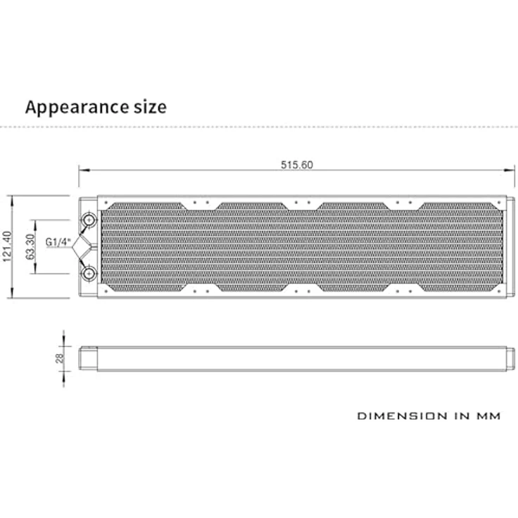 Barrow Dabel-28a Radiator 480 mm - weiß, Rote Kupferlamellen mit hoher Dichte, Multi-Channel Zirkulation, Drehbarer Durchgang – Bild 2