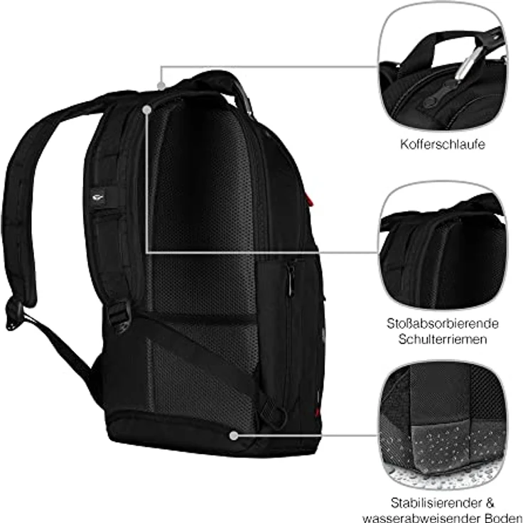 WENGER Gigabyte Laptop-Rucksack mit Tabletfach, Notebook bis 16 Zoll, Tablet bis 10 Zoll, Organizer, 17 l, Damen Herren, Büro Business-Reisen Uni, Schwarz, 600627 – Bild 5