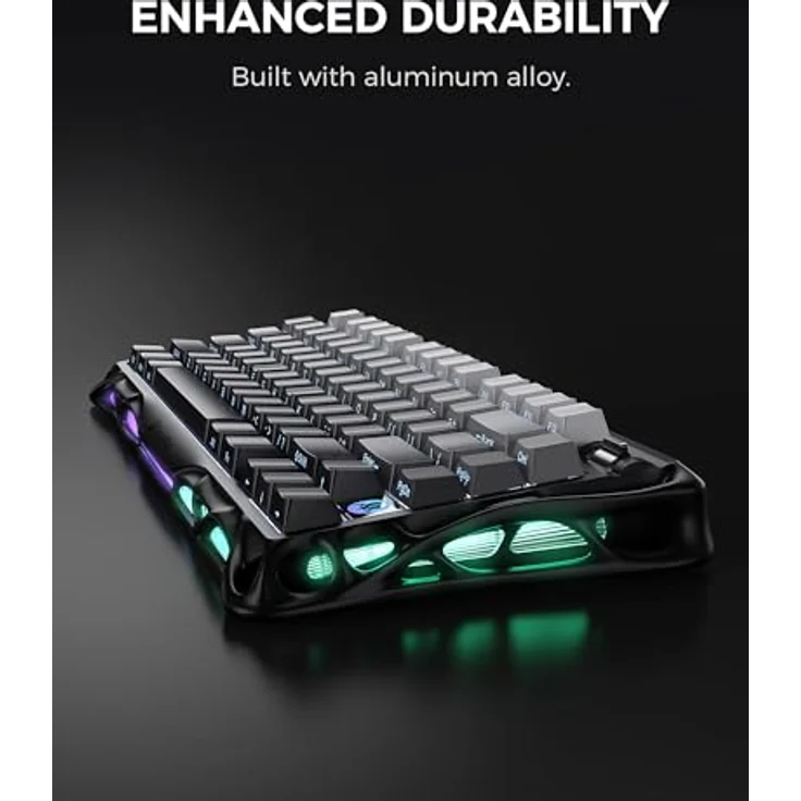 GravaStar Mercury K1, 75% Mechanische Gaming-Tastatur mit Exoskelett-Design, Aluminiumlegierung, Hot-Swap-Sockel, Linearschalter, RGB-Farbverlauf Schwarz – Bild 3