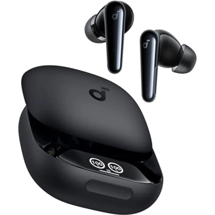 soundcore Liberty 4 Pro von Anker, Kabellose Noise Cancelling Kopfhörer in Schwarz, Earbuds mit 7 Sensoren, Adaptive ANC in Echtzeit, Hi-Fi Studio-Niveau, 2× schneller Laden, kristallklare Anrufe mit 6 Mikros + KI