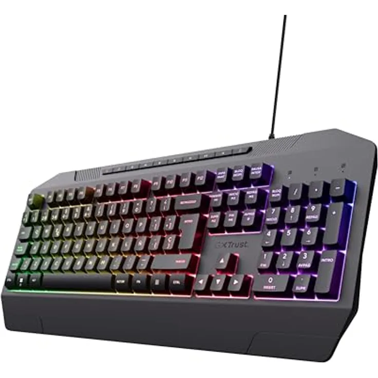 Trust Gaming GXT 836 Evocx, Gaming Tastatur QWERTY Español aus 78% recyceltem Kunststoff, langlebig und robust