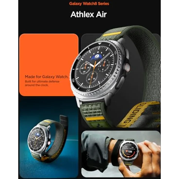 Spigen Athlex Air Armband für Samsung Galaxy Watch 8 44mm/40mm, 8 Classic 46mm (2025) - Hochwertiges Stoffarmband mit sicherem Klettverschluss, Actives Grün – Bild 4