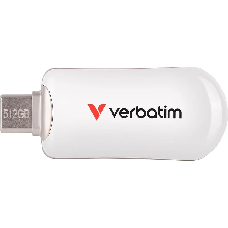 Verbatim Plectra 512GB USB-C Flash Drive, hohe Übertragungsgeschwindigkeit von bis zu 100 MB/s, kompakt und leicht, weiss