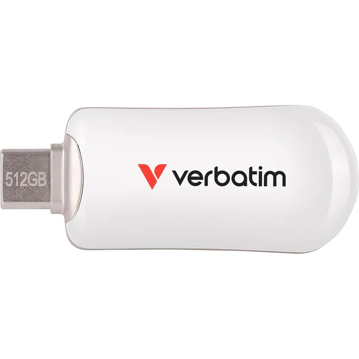 Verbatim Plectra 512GB USB-C Flash Drive, hohe Übertragungsgeschwindigkeit von bis zu 100 MB/s, kompakt und leicht, weiss