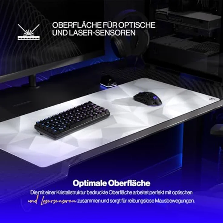 ENDORFY Crystal Onyx White XL Mauspad, 900x400 mm XXL, Glatte Mausführung, Rutschfester Gummiboden – Bild 2