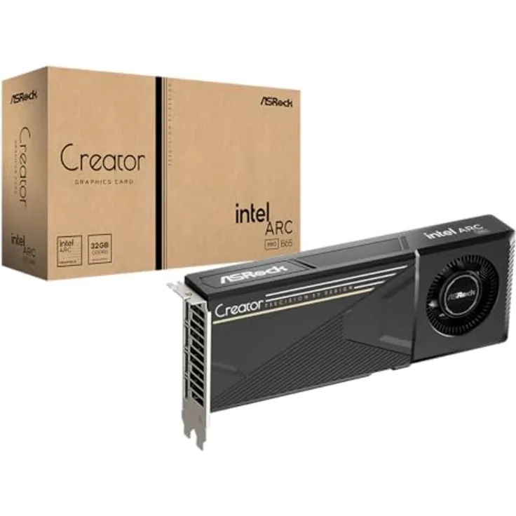 ASRock Intel Arc Pro B65 Creator, 32GB GDDR6 Grafikarte mit HDMI und 3x DisplayPort, PCIe 5.0, optimiert für professionelle Workloads