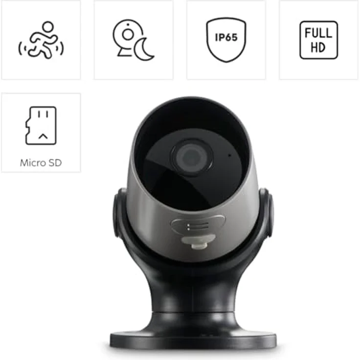 Hama Überwachungskamera WLAN (WLAN Kamera f. außen, Outdoor-Kamera mit Sprach- u. App-Steuerung, wetterfeste Außenkamera mit Bewegungsmelder, Nachtsicht, 2-Wege-Audio, Aufzeichnung, 1080p) schwarz – Bild 2