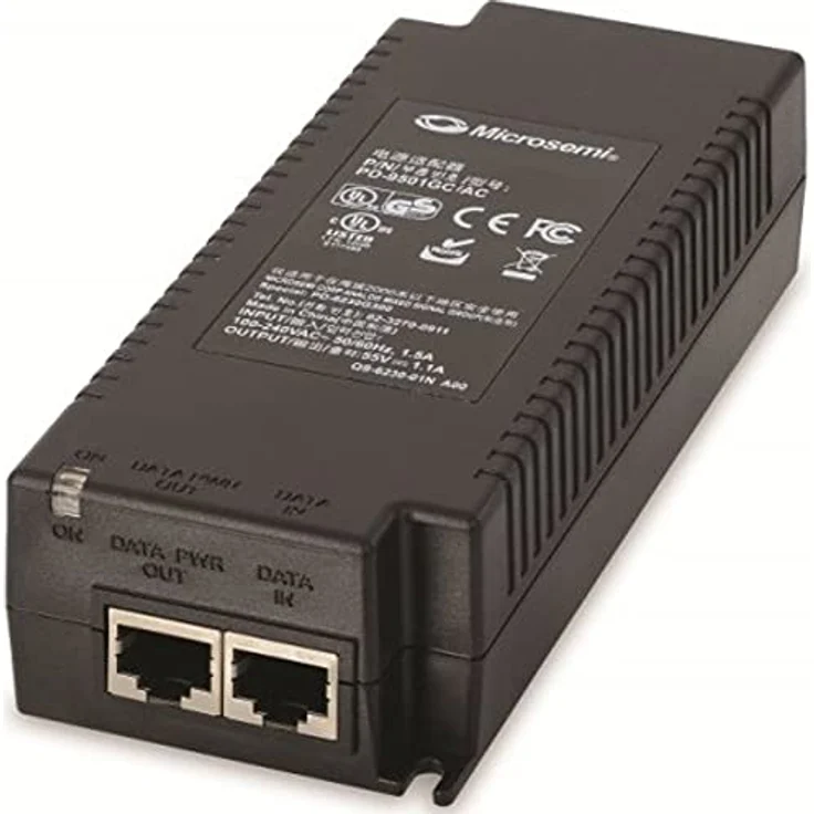 Microchip PD-9501GCS/AC-EU, Gigabit Ethernet Transceiver mit PoE-Funktionalität, 3 Ports, schwarz – Bild 2