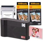 KODAK Mini 2 ERA 4PASS Mobiler Fotodrucker (5,3x8,6cm) Schwarz, Premiumqualität, 4PASS-Technologie, 60-Blatt-Patrone