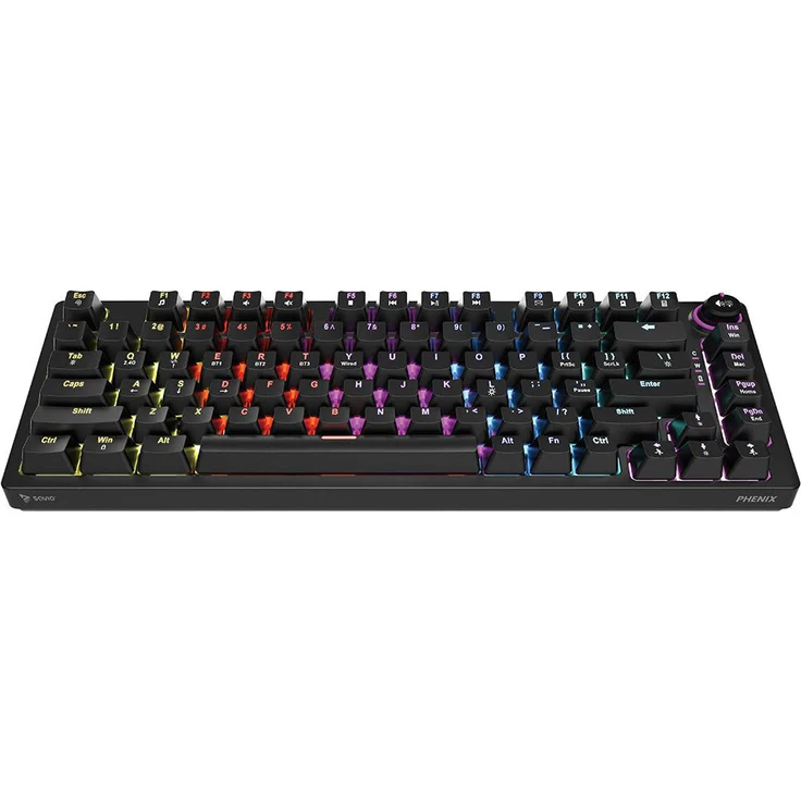 Savio SAVGK-PHENIX YELLOW, Gaming Tastatur USB + RF Wireless + Bluetooth, mechanische Gateron Yellow Pro-Switches, RGB-LED-Hintergrundbeleuchtung, 75%-Formfaktor, Schwarz