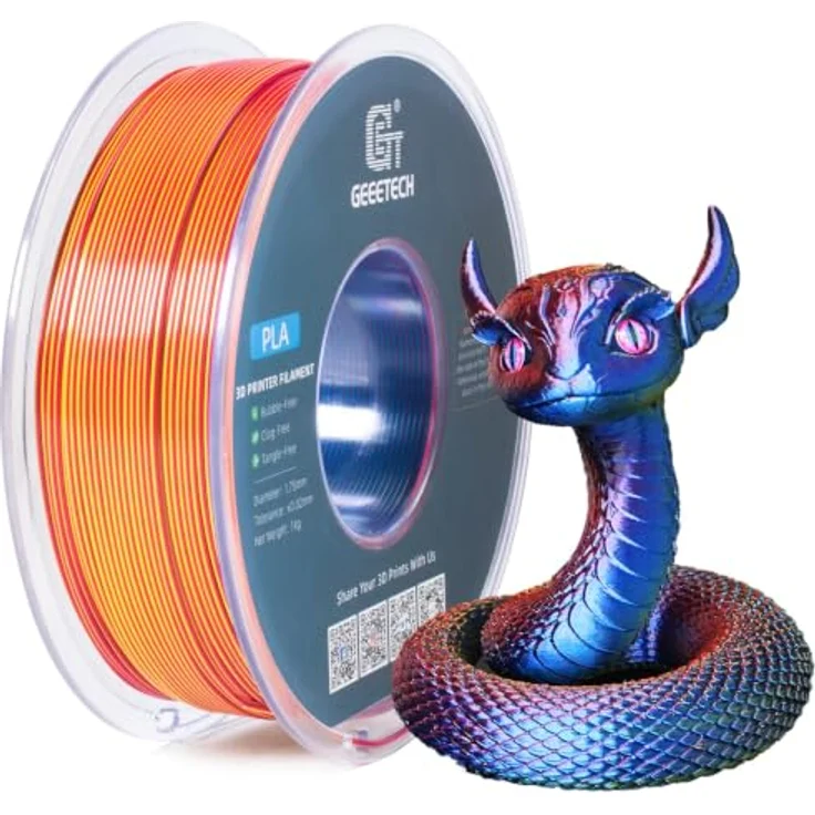 GEEETECH Silk PLA Filament 1,75mm, Tricolor Silk Rot Gelb Blau, 3D Drucker Filament 1KG/spule, Hohe Kompatibilität und Blasenfreie Druckqualität – Bild 2