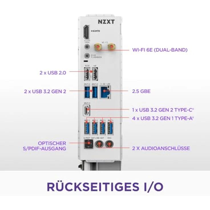NZXT N7 B850, AMD B850 AM5 ATX Gaming-Mainboard für Ryzen 9000/8000/7000, 16+2+1 Phasen, DDR5, 3x M.2 PCIe 5.0, Wi-Fi 6E, 2.5GbE, USB 4, M.2 NVME mit Schnellverschluss, Vollabdeckung, Weiß – Bild 5