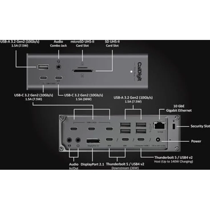 CalDigit TS5 Plus+, Thunderbolt 5 Dock mit 1m TBT5 Kabel und 330W PSU, EU-Version – Bild 2