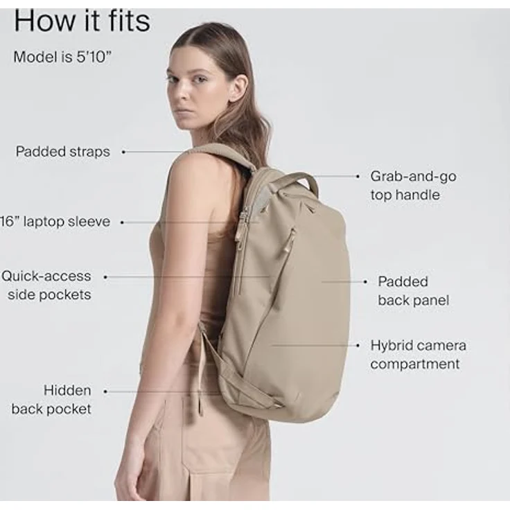 Urth Norite 24L Backpack, Kameratasche in Beige mit großzügigem Stauraum – Bild 5