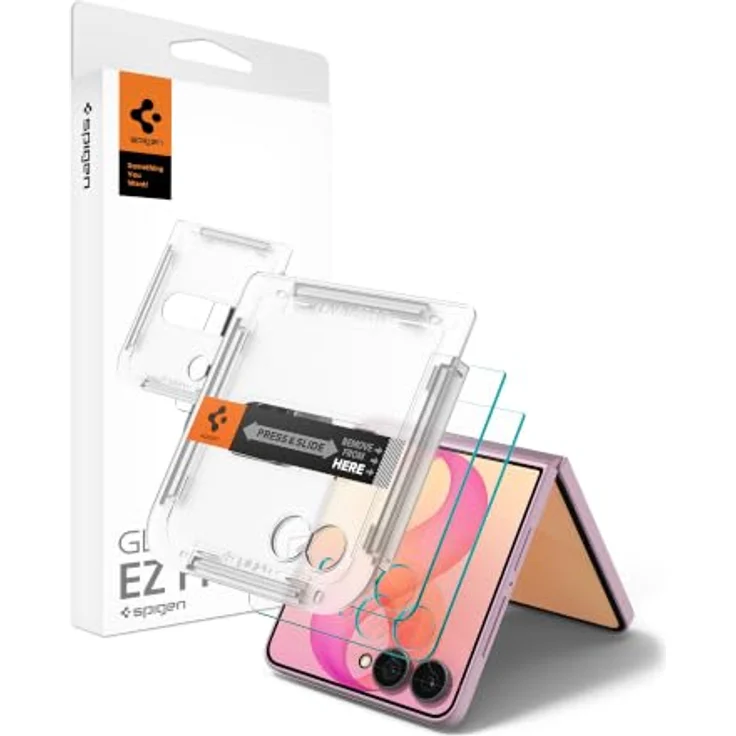 Spigen EZ Fit Schutzfolie [2P] für Samsung Galaxy Z Flip 8 / Z Flip 7, 9H gehärtetes Glas mit blasenfreier EZ Fit Installation – Bild 1