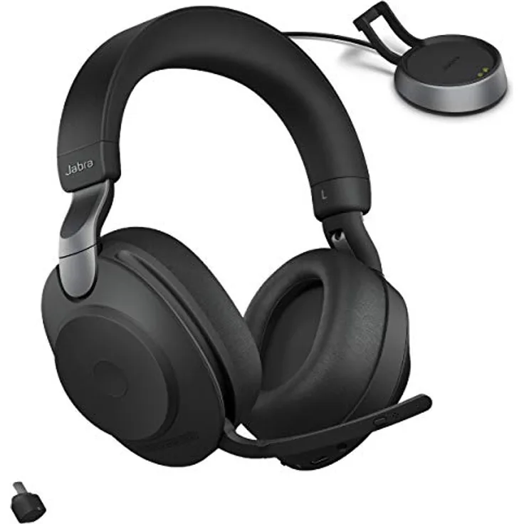 Jabra Evolve2 85 UC Kabellose Kopfhörer, Schwarz - Bluetooth-Headset mit 37 Stunden Akkulaufzeit und Advanced Noise Cancelling