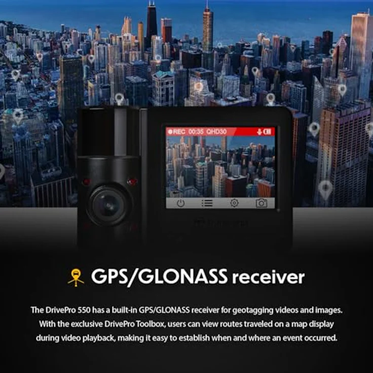 Transcend DrivePro 550 Dashcam, 2K Ultra HD, 128GB MicroSD, Schwarz, mit GPS und WLAN – Bild 9